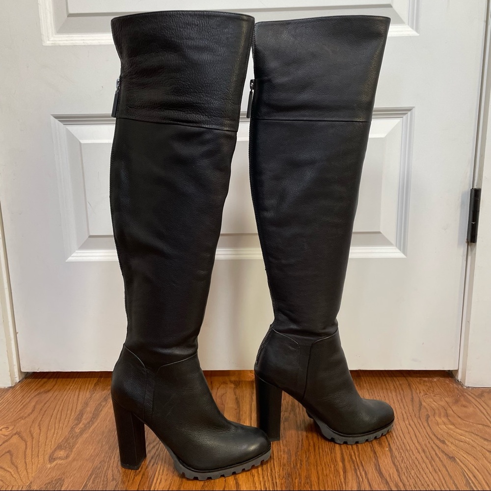 ALDO black leather high heel over the knee boots !!